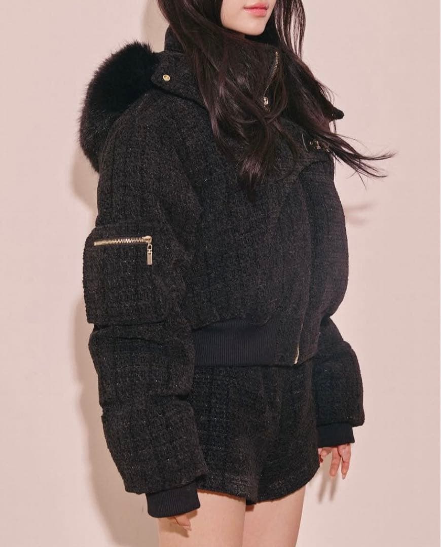 新品未使用 Randy アシンメトリーバックルツイードパデットジャケット