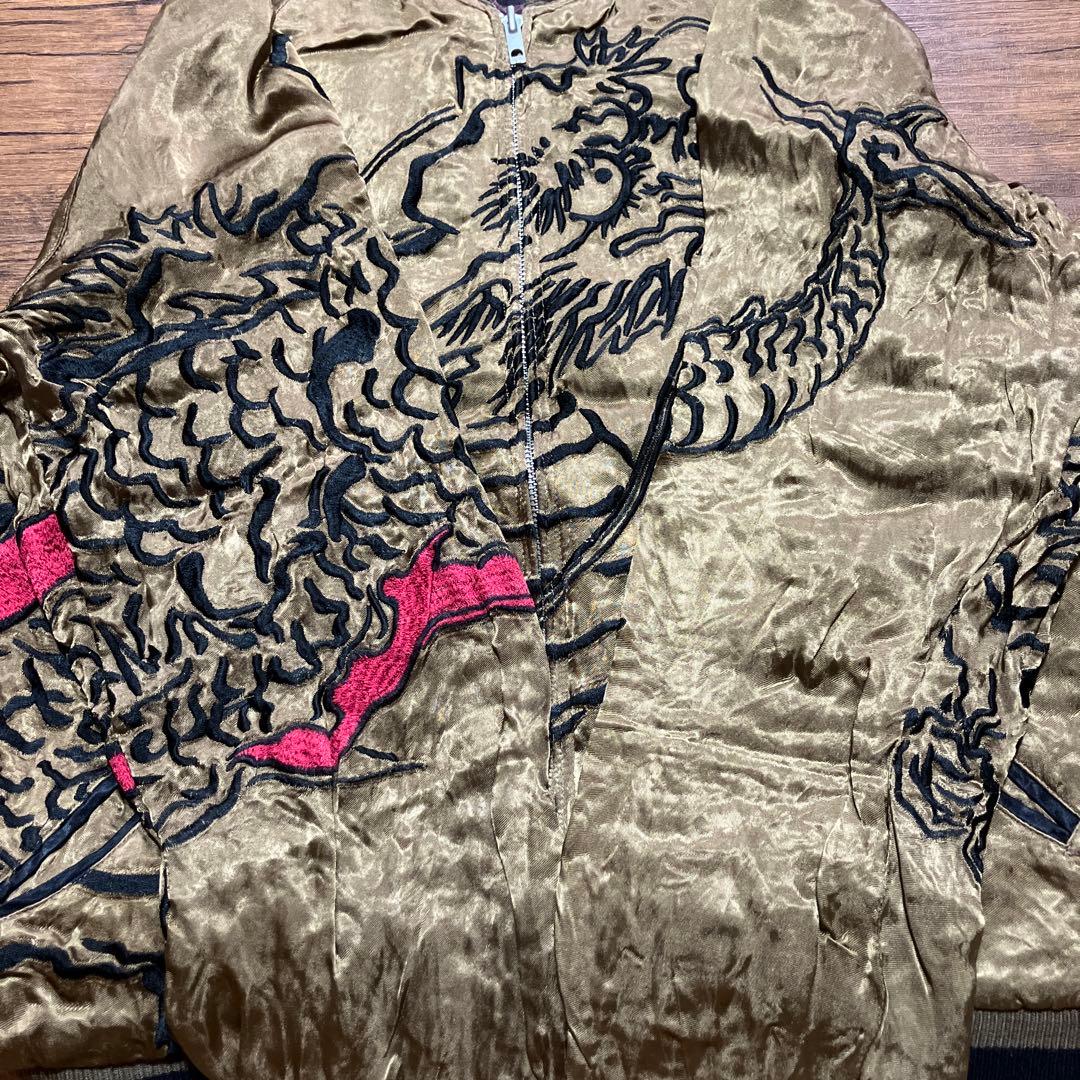 龍桜 スカジャン リバーシブル レーヨン ジャガード織り 龍 竜 雲