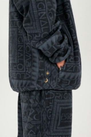 新品未使用】ルースイソンブラ 総柄 フリース パーカー 黒 XL ハーフ