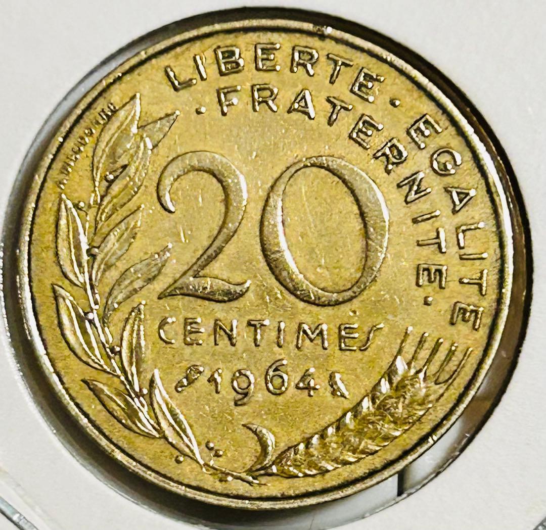 旧貨幣】フランス1964年20サンチーム アルミ青銅貨 マリアンヌ - メルカリ