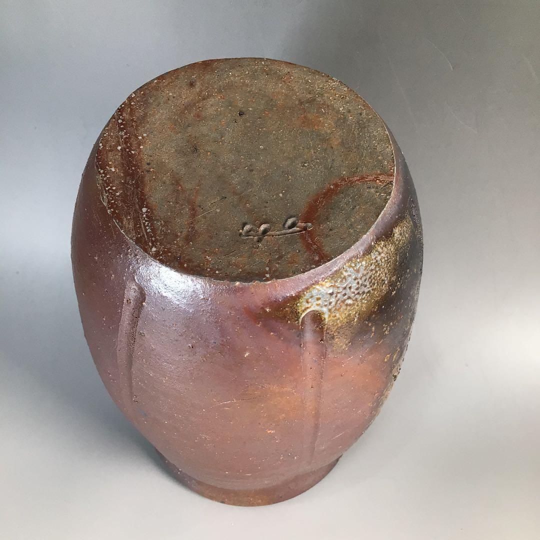 Ｎ３９２　水指　『備前焼』『落雁窯　幸崎達彦造』　共箱　茶道具