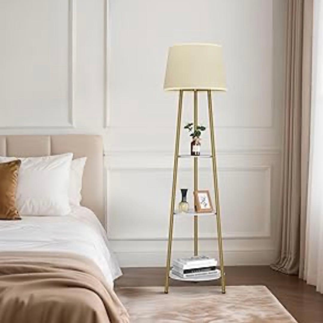 ゴールド フロアスタンドライトシェード3段棚付き 約150cm - メルカリ