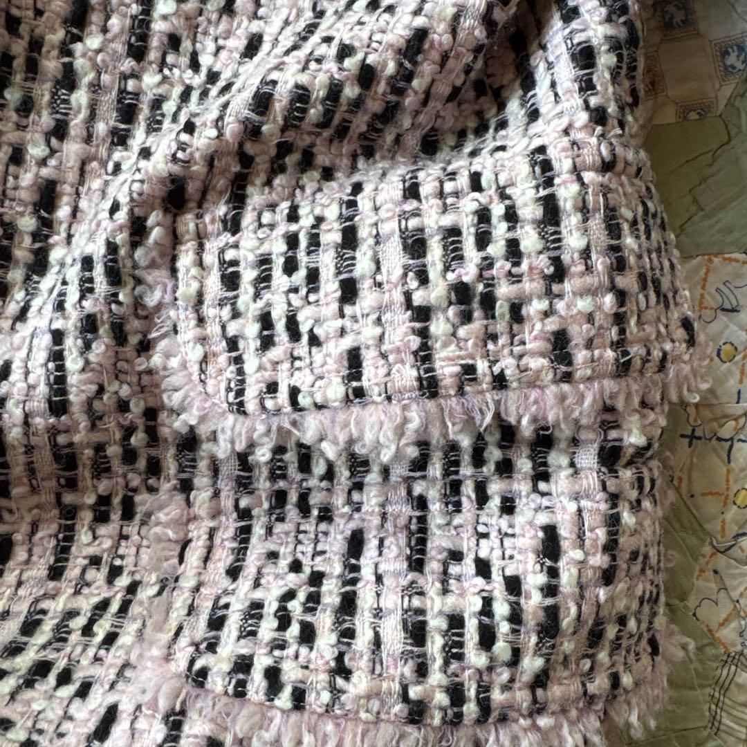 Vintage ツイード ブラックピンク オーダーコート レトロ 昭和