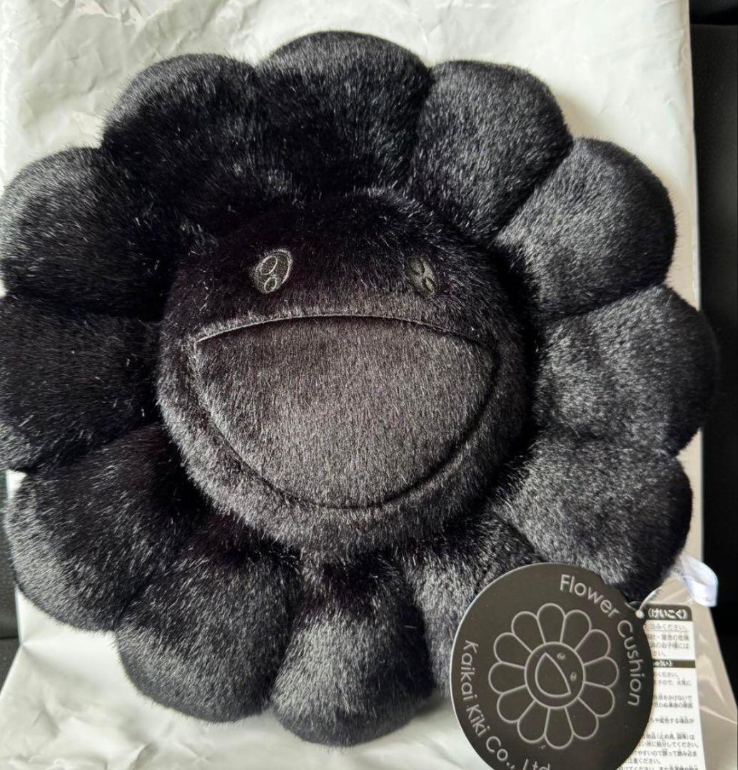 村上隆 カイカイキキ お花 クッション オールブラック 30cm 新品未使用