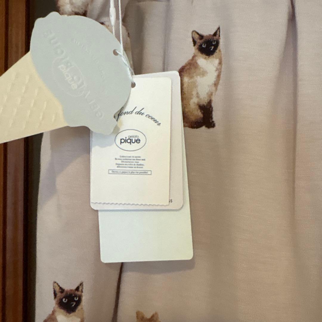 新品タグ付 ジェラートピケ 猫 ルームウェア キャット パジャマ セット