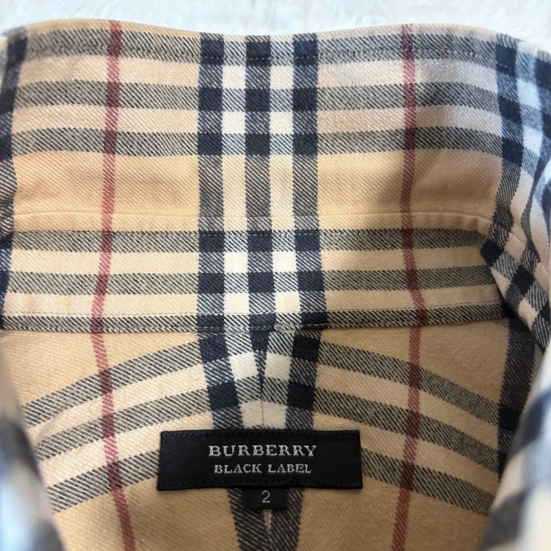 バーバリーブラックレーベル ノバチェック コットンネルシャツ M