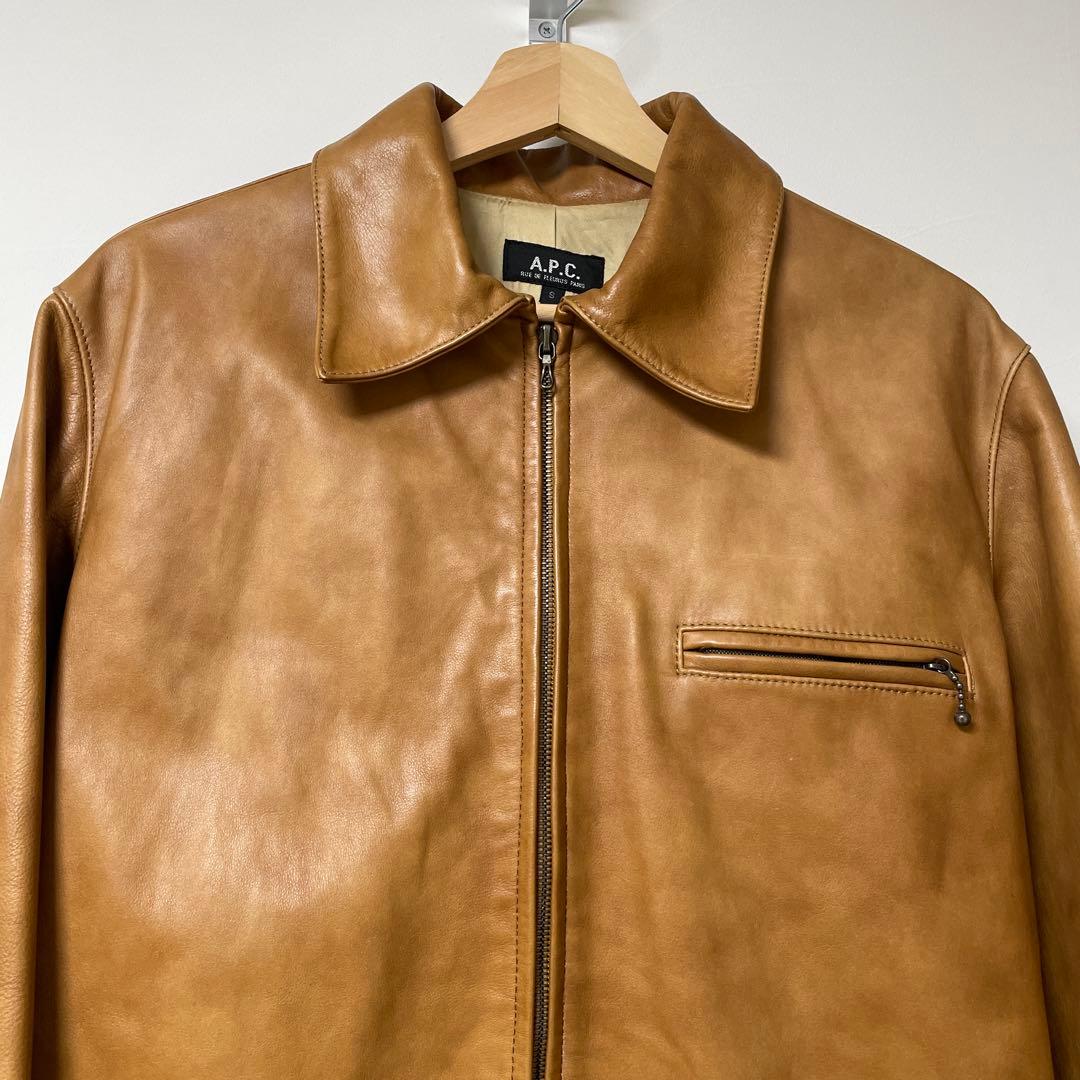 A.P.C. レザージャケット ブラウン サイズS フランス製 - メルカリ