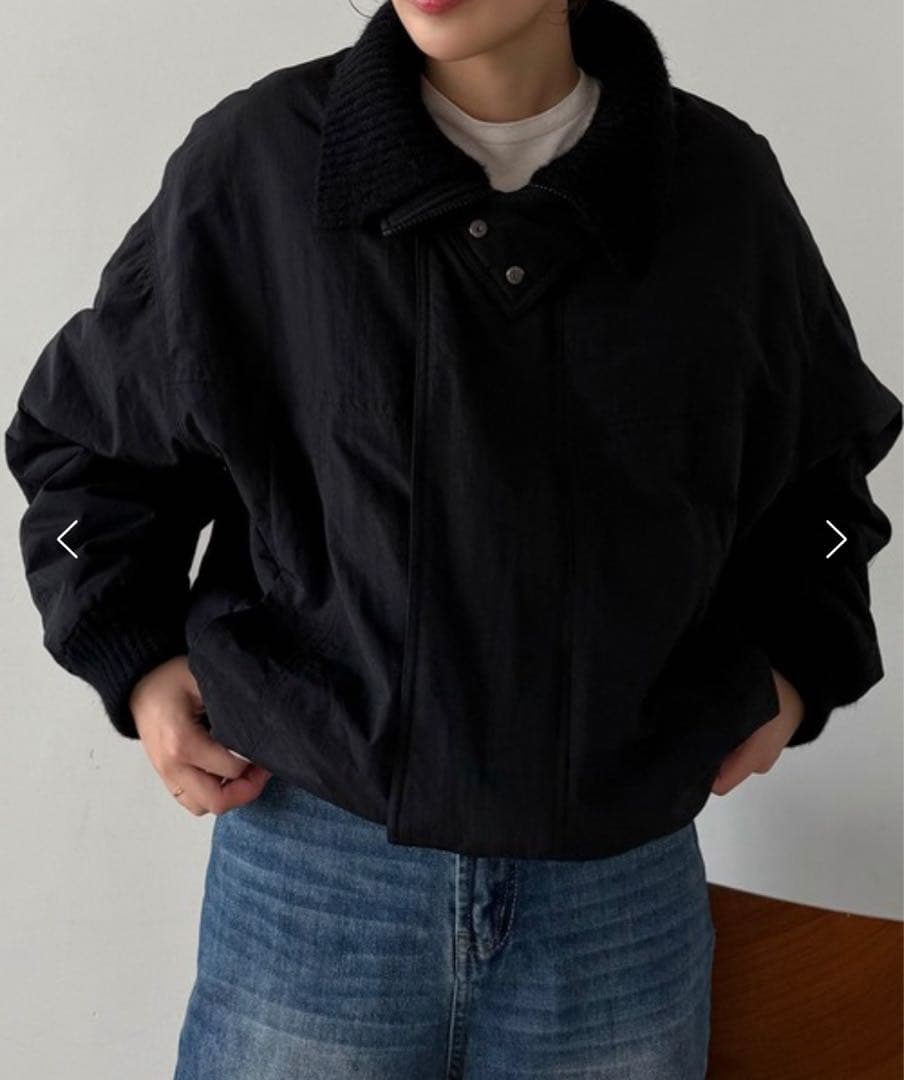 mizota yayoi x callautia リブニットカラー中綿ジャケット - メルカリ