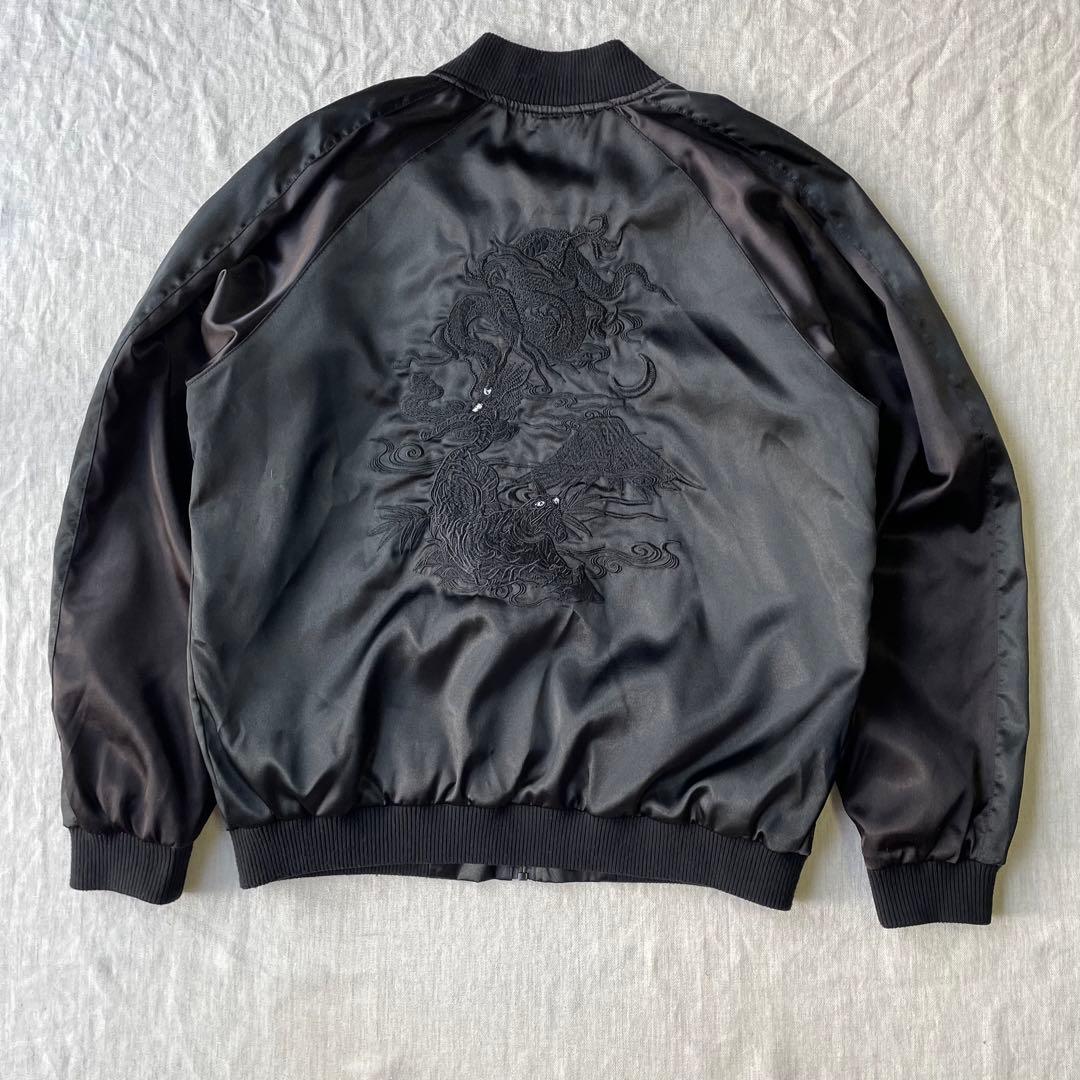 東京JAPAN 原宿スカジャンデプト オールブラック スカジャン 刺繍 XL