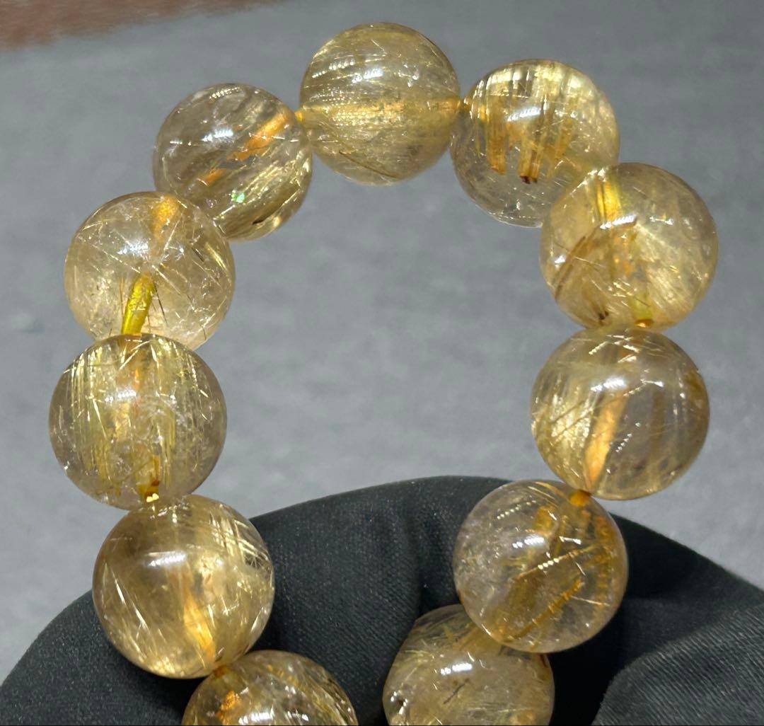 ゴールド　ルチル　クォーツブレスレット　12.5mm