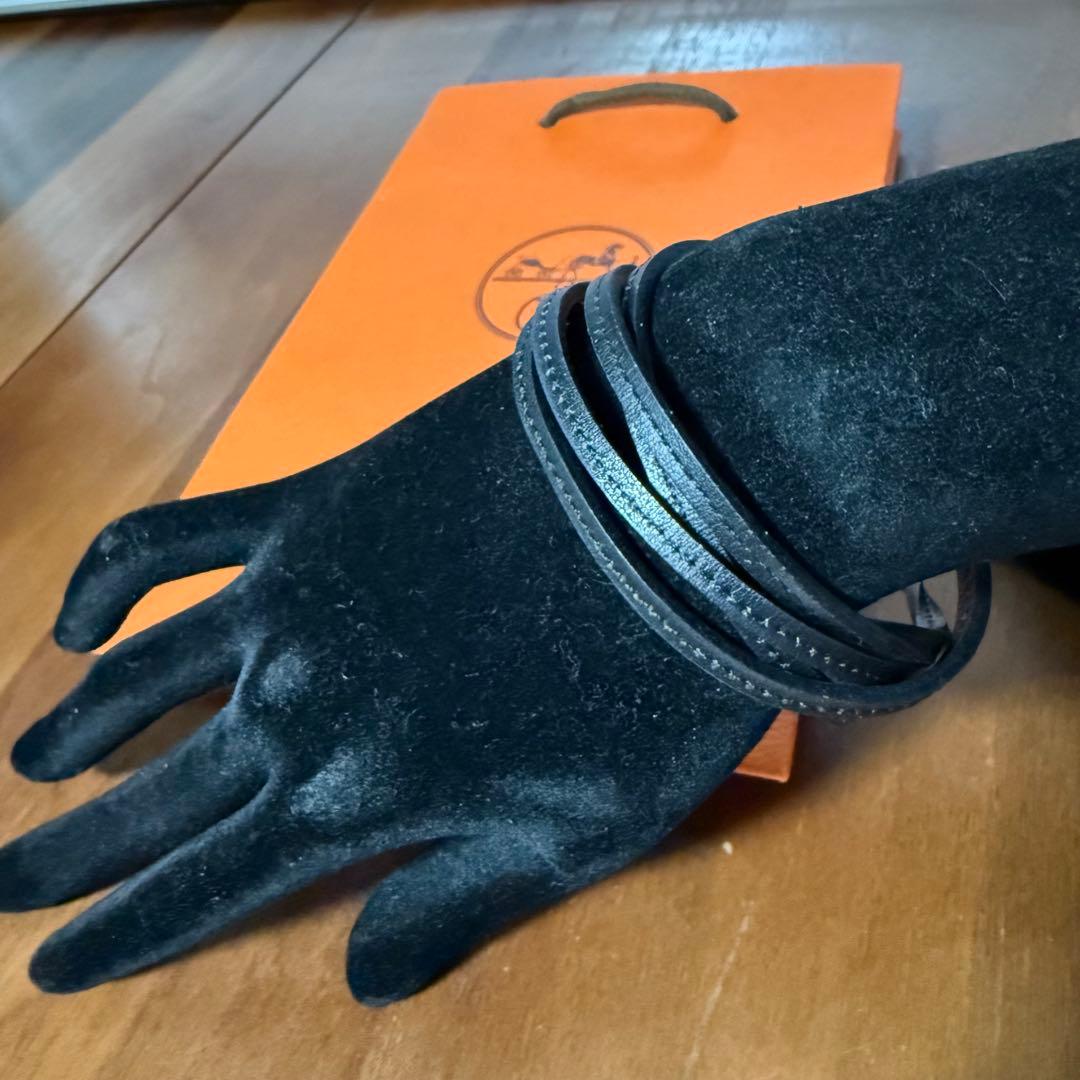 エルメス HERMES ラニエール 黒 ブラック 希少 革紐 ネックレス