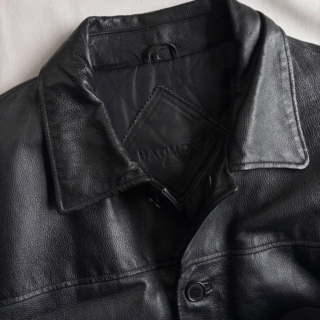 90s EURO label cow leather car coat BLK - ジャケット・アウター新品