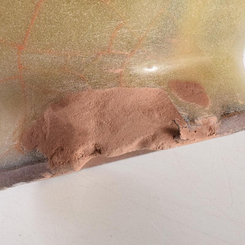 中国 哥窯 青磁 金絲鉄線 氷裂文双耳瓶 C 6910