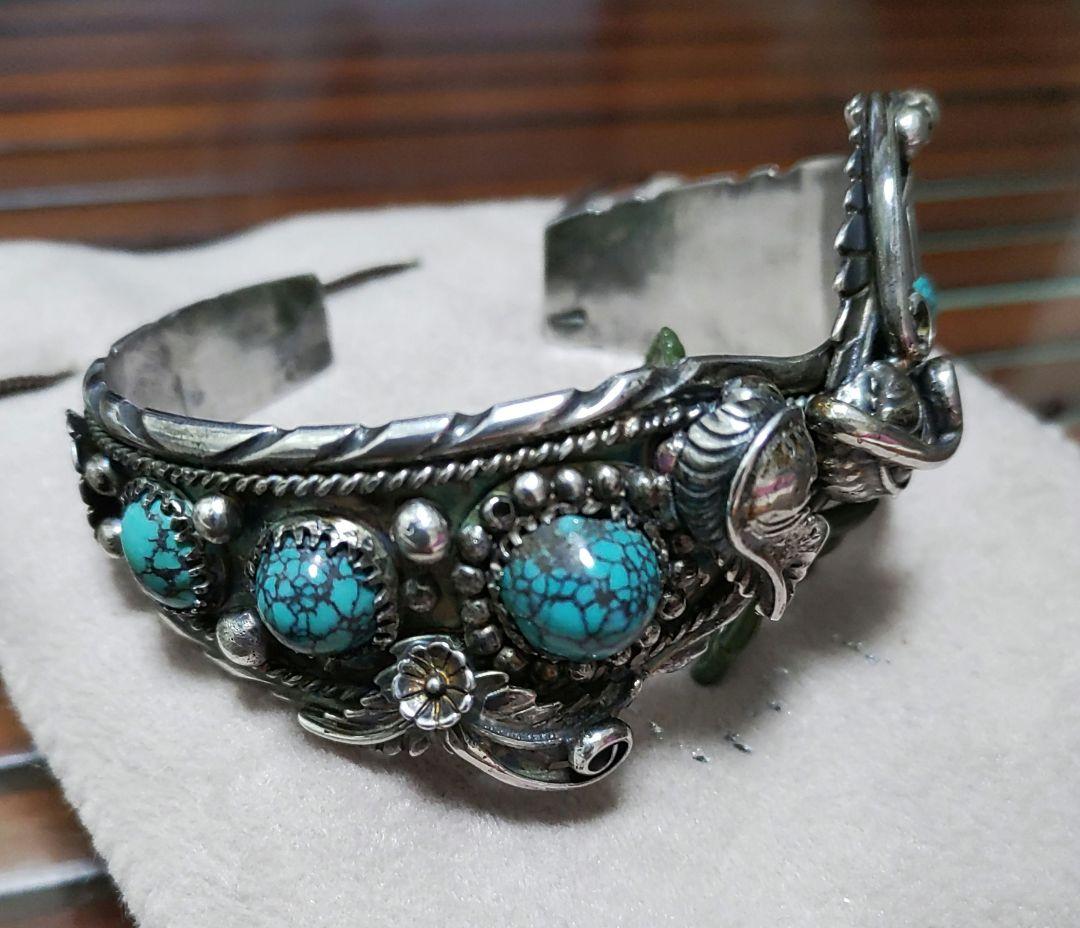 ターコイズ シルバー925 バングル インディアンジュエリー