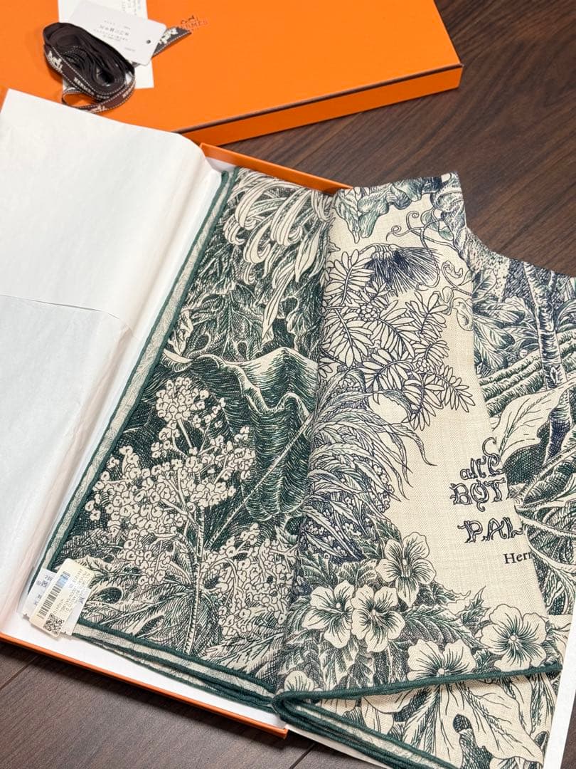 新品未使用 HERMES カレジェアン カシミヤシルク 《パレルモの植物園にて》
