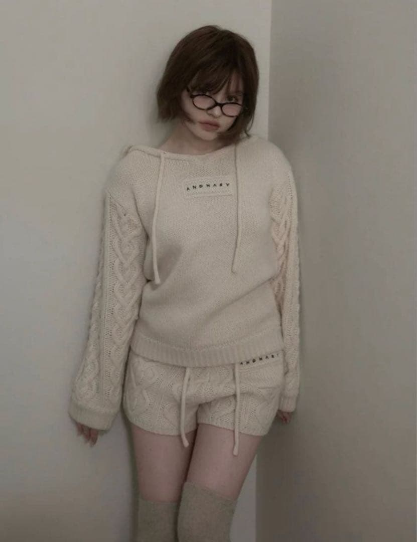 トップス ANDMARY Mou loose knit set up ivory ANDMARY】Mou loose knit set up