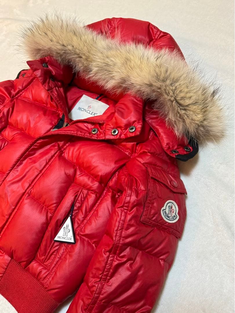 美品✴︎MONCLER モンクレール ダウンコート リアルファー 赤 100cm