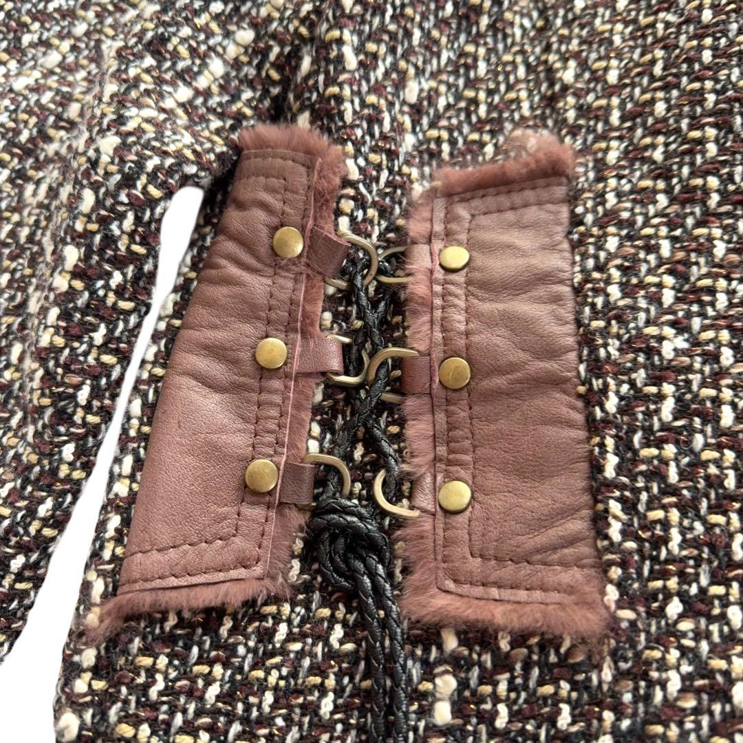 00s archive 本革切替レースアップツイードbonoジャケットy2k - メルカリ