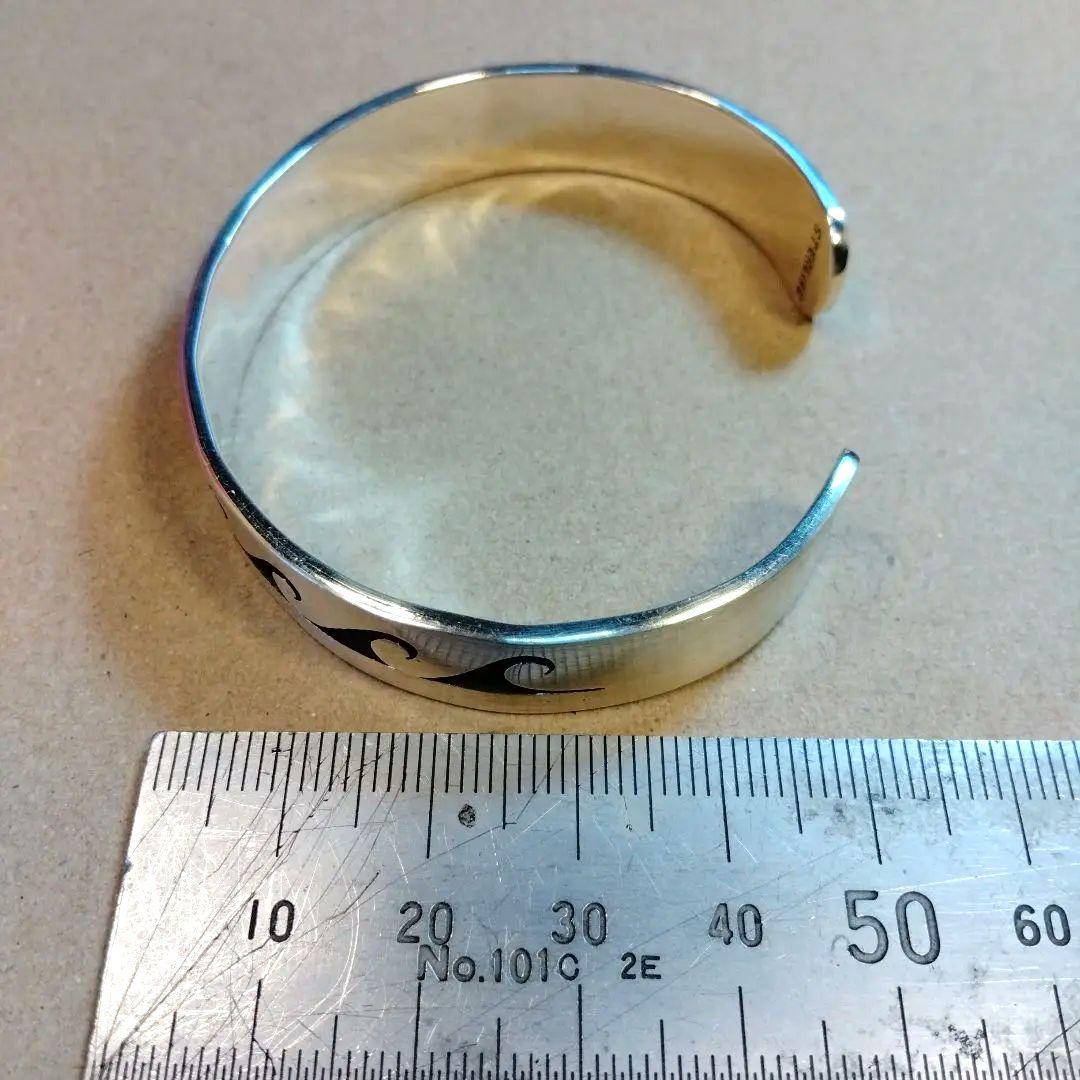 美品 ヴィンテージ ホピ族 オーバーレイ 波モチーフ シルバーカフ