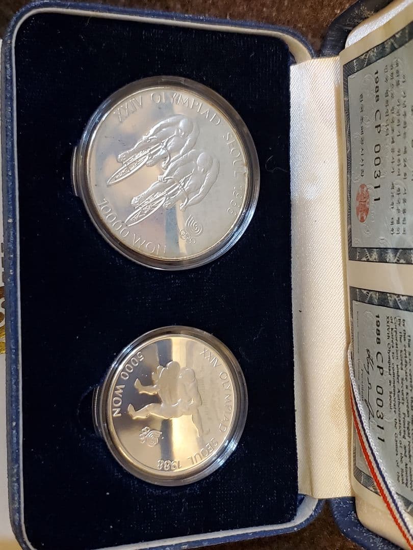 1988年ソウルオリンピック記念銀貨2枚セット 韓国】1988年ソウルオリンピック記念 コインセット 2枚組 1986［C