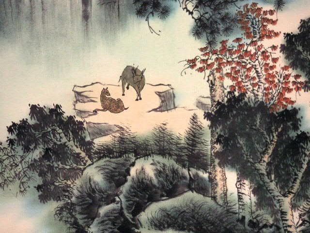 ♥掛軸　中国　山水画　大きな　掛け軸　骨董品