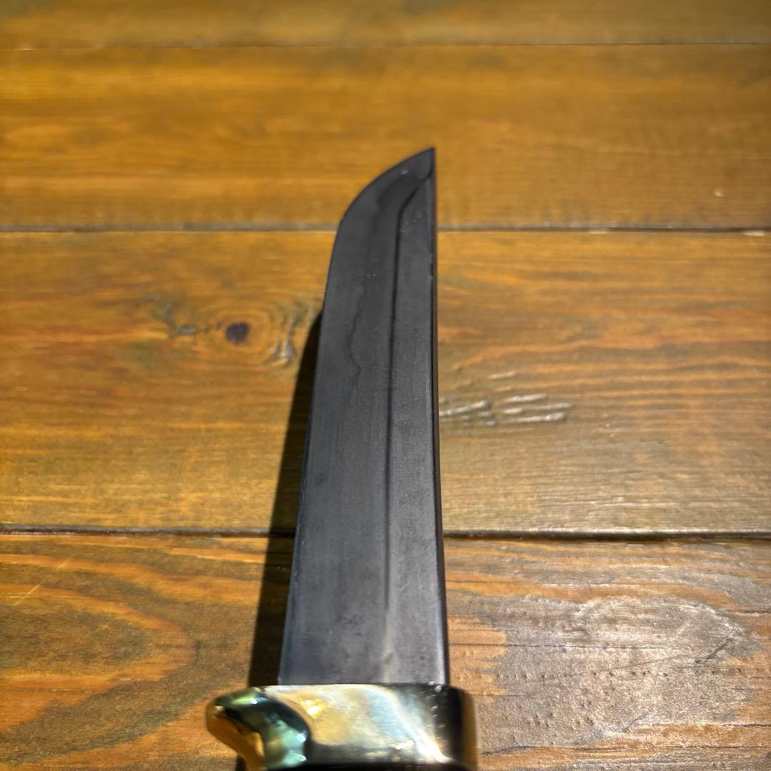 日本刀残欠クラフトナイフNo.57 大業物 和泉守国貞 切先 黒鞘