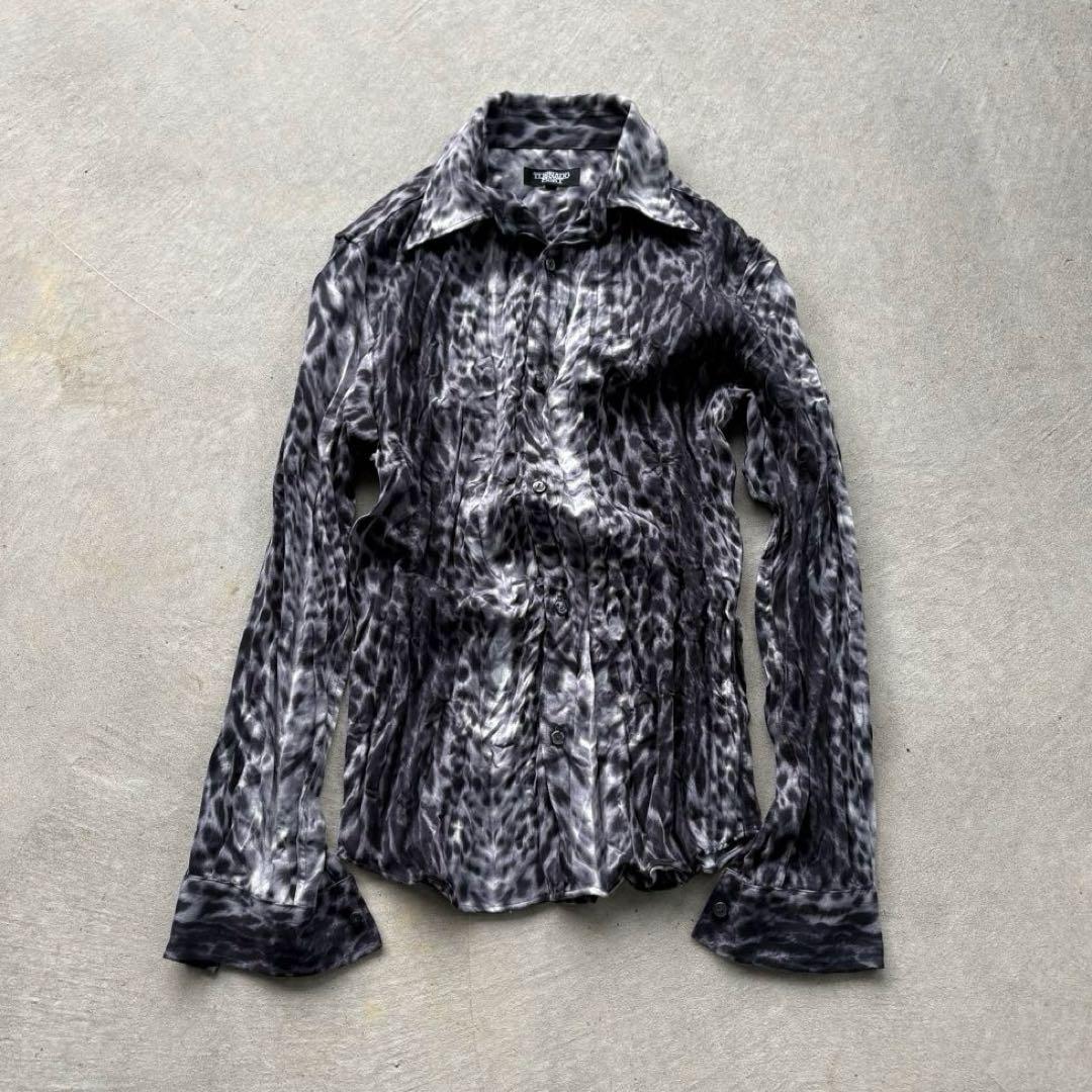 TORNADO MART - leopard shirt シワ加工 y2k 平成 トルネードマート ローズジャガード レオパード柄 シワ加工シャツ