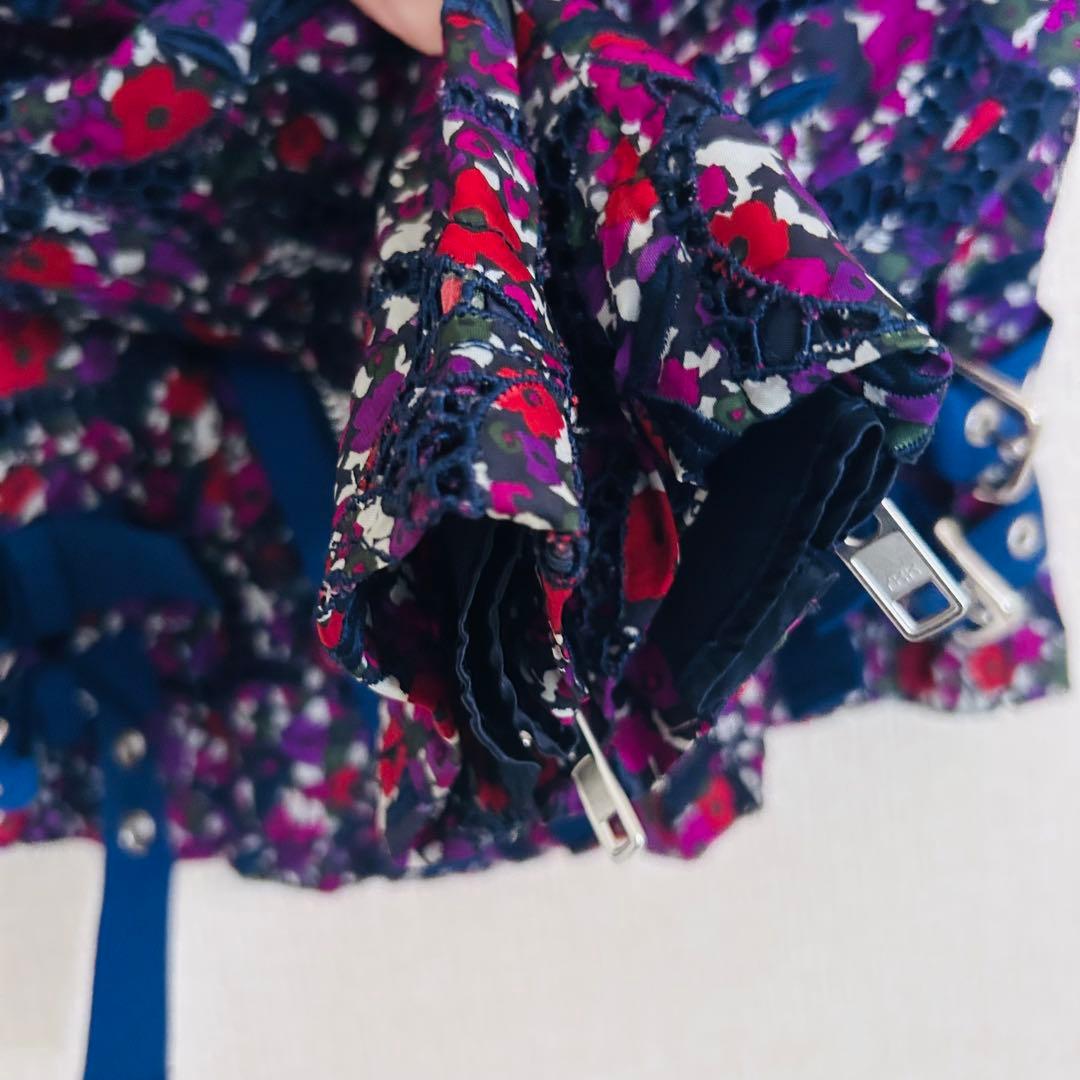 美品】 Sacai サカイ 花柄 レース 総柄 ライダースジャケット 希少品