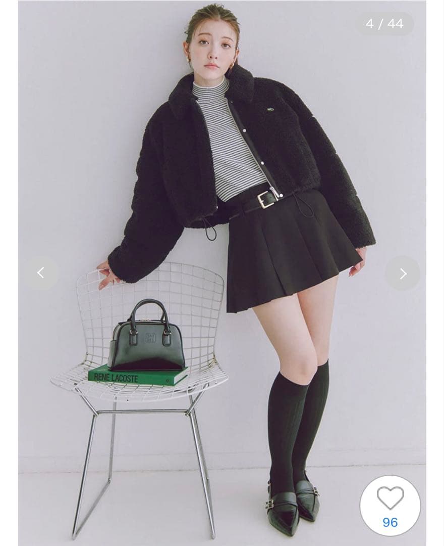 LACOSTE クロップド中綿ジャケット スナイデル SNIDEL ブラック - メルカリ