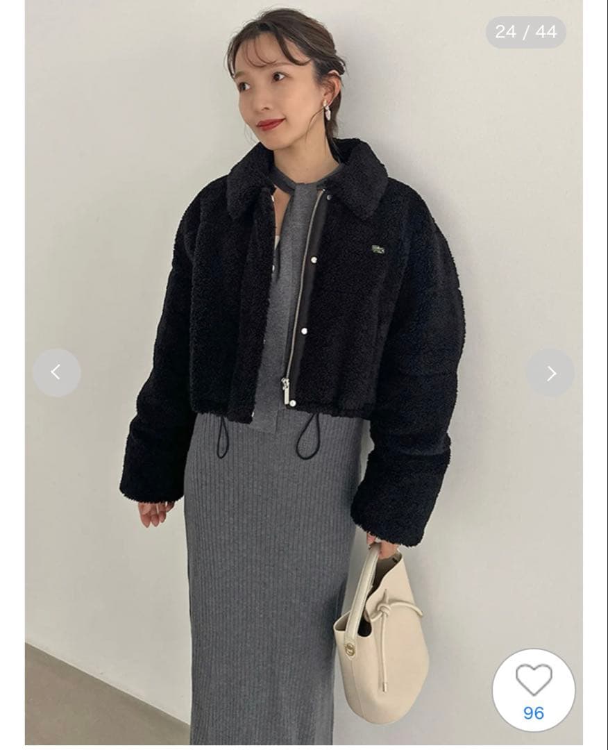 LACOSTE クロップド中綿ジャケット スナイデル SNIDEL ブラック - メルカリ