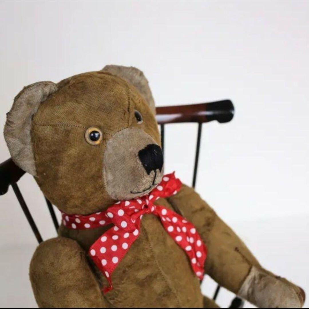 アンティーク 丸顔の古い テディベア フランス