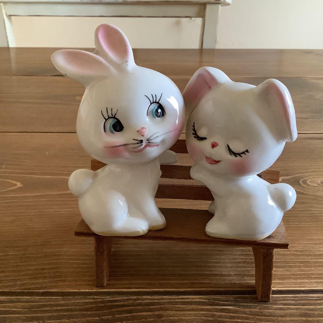 最終価格 昭和 レトロ うさぎ 置物 陶器 - メルカリ