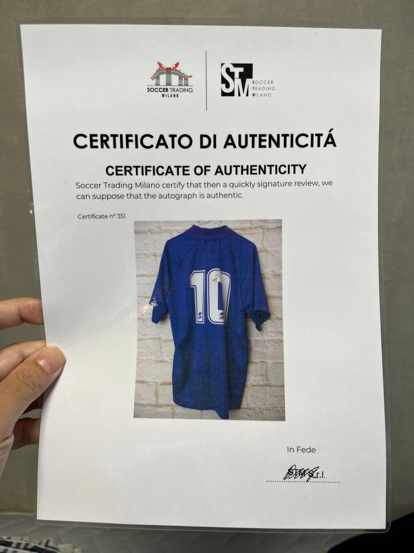 ロベルト・バッジョ、サイン入り フィオレンティーナ時代の直筆サイン