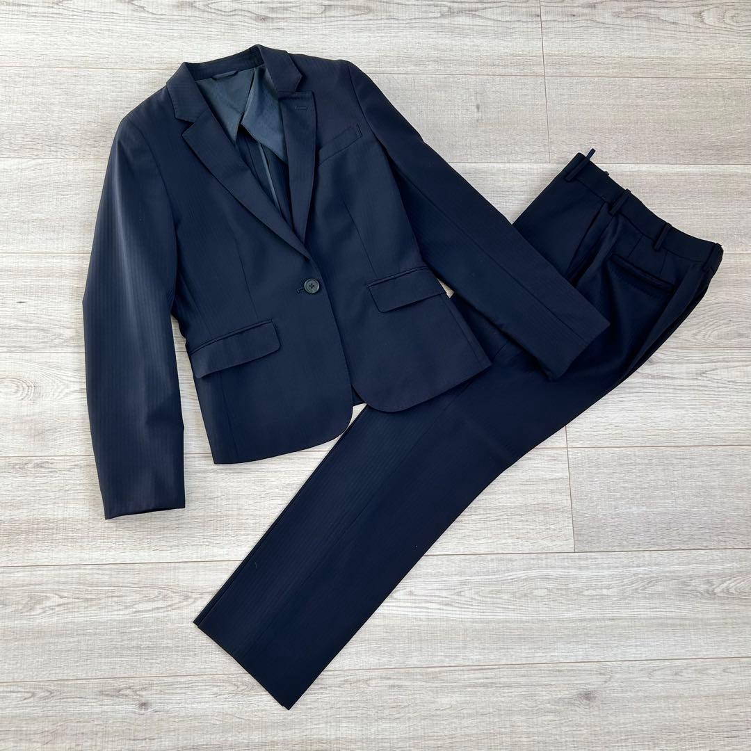 n-line Precious パンツスーツセットアップ ストライプ ネイビー