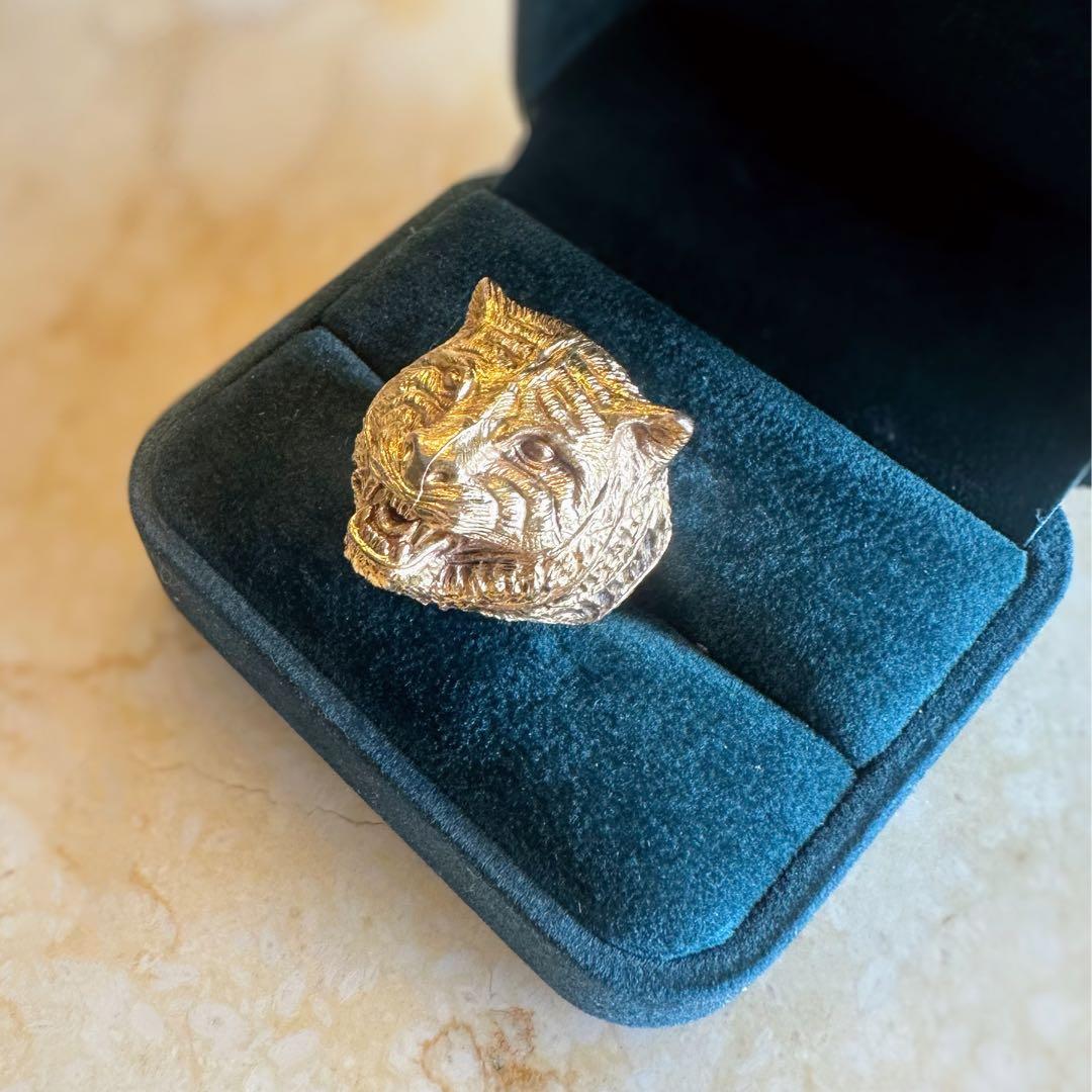 グッチ GUCCI◇ タイガーリング 23号 ゴールドカラー 虎 指輪 大きめ