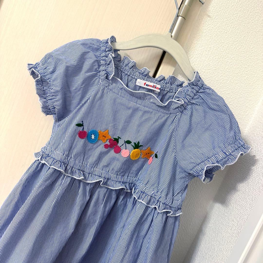 未使用】familiarファミリア ストライプワンピース ファミちゃん110
