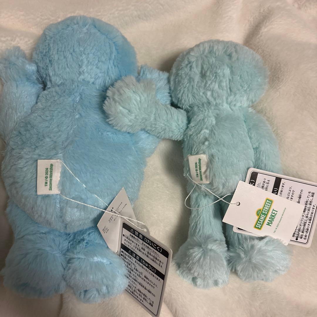 セサミストリートマーケット　エルモ　クッキーモンスター　ぬいぐるみ　ミントブルー