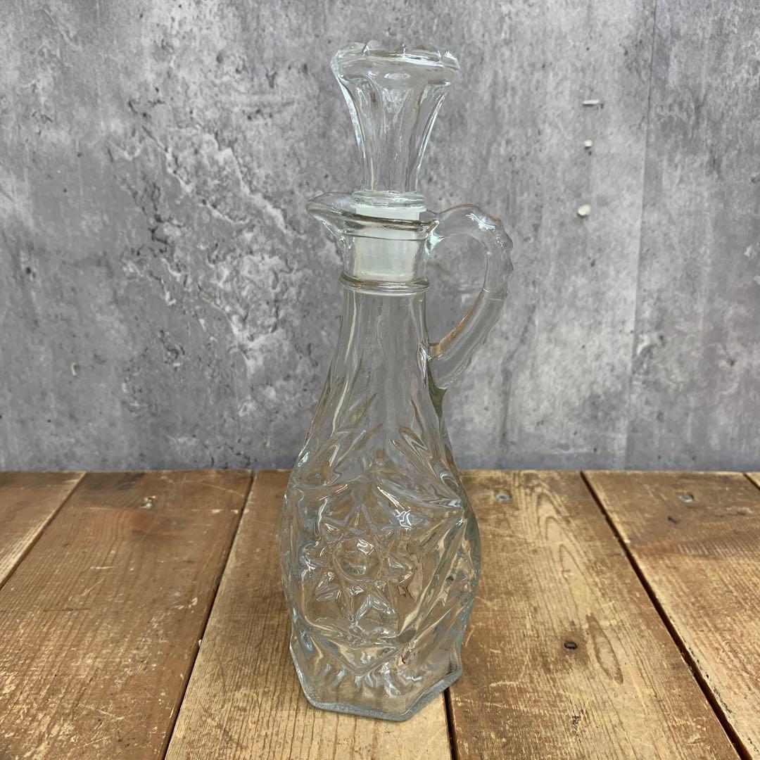 D-4 【美品】アンティーク調 ガラス デキャンタ 蓋付き カットガラス