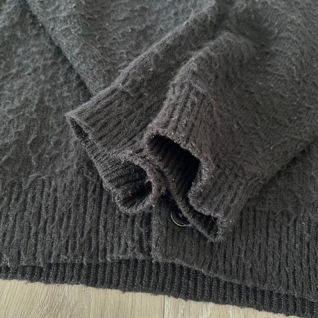 BEAMS ビームス シャギー ニット カーディガン 黒 M 毛長 モケモケ