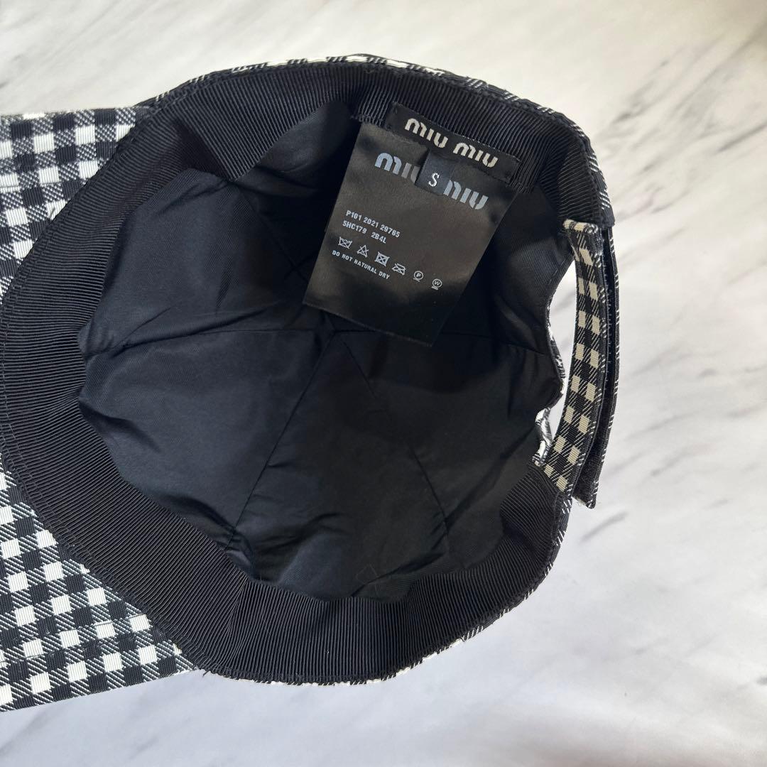 ミュウミュウ miumiu ギンガムチェック キャップ Sサイズ - メルカリ