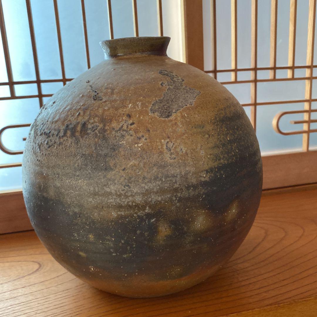 備前焼-大型丸花瓶 備前焼 四方筒花入（桟切)| おしゃれ ギフト プレゼント 陶器 陶磁器