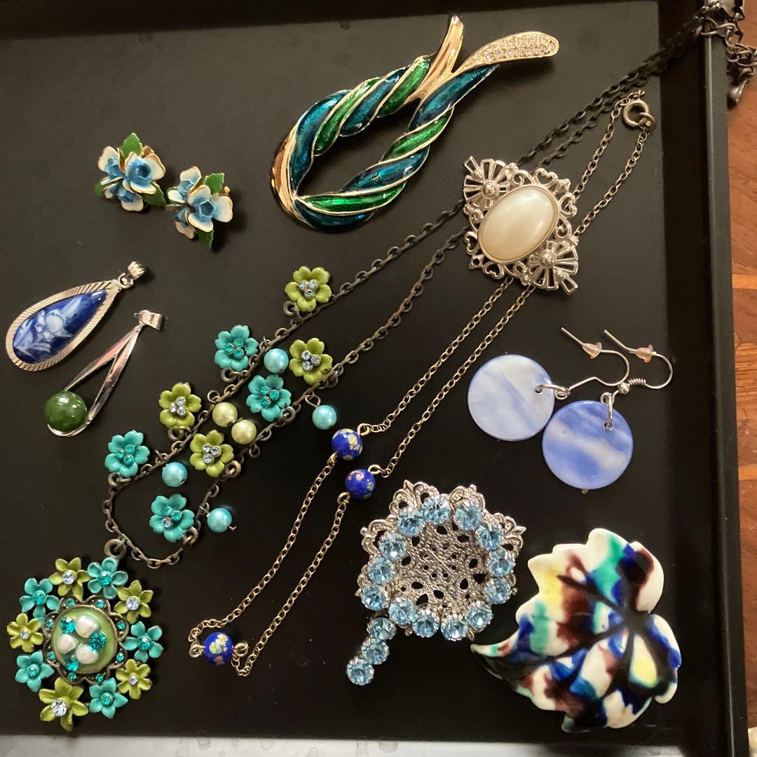 ヴィンテージ アクセサリー10点 青系 - メルカリ