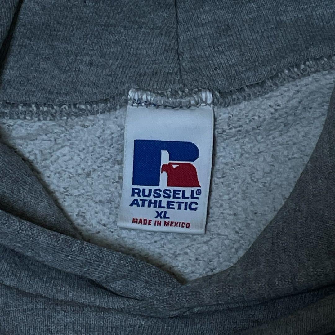 USA古着 RUSSELL パーカー カレッジロゴ90sメキシコ製 グレー XL