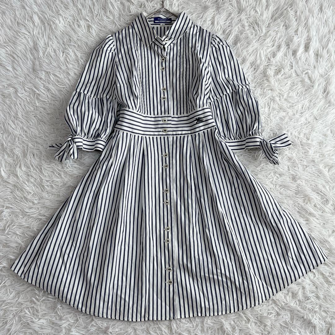 バーバリーブルーレーベル シャツワンピース ストライプ ホースロゴ A