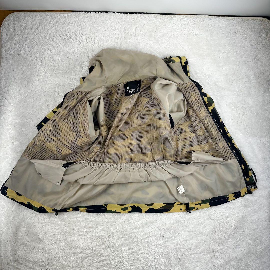 き*う様 ア ベイシング エイプ 1stサル迷彩柄 スノボジャケット 黄色 L