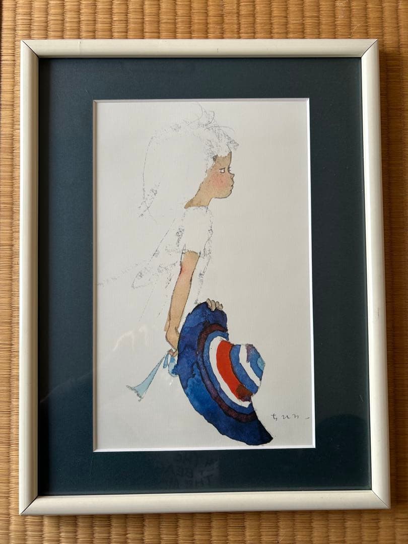 いわさきちひろの「青いつば広帽子を持つ少女」 - メルカリ