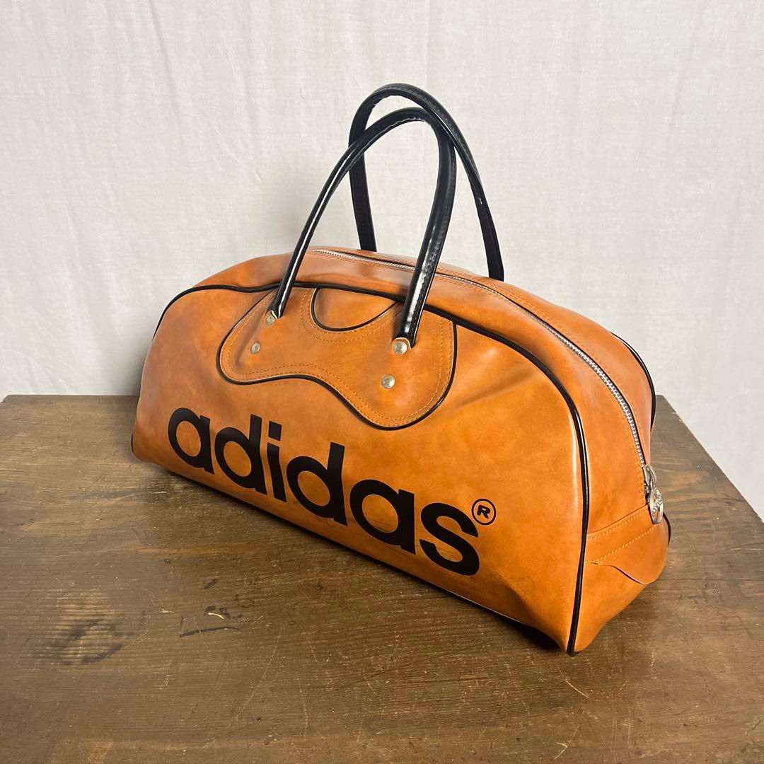70sビンテージ品◾️adidas アディダス 茶ブラウン ボストンバッグ