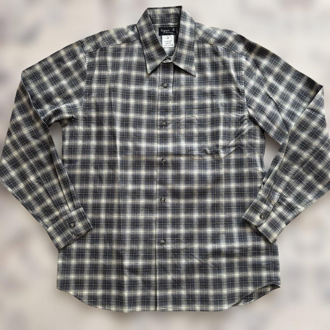 90's アニエスベー　オム オンブレ チェック シャツ黒 90s “agnes b” check pattern shirt made in France アニエスベー
