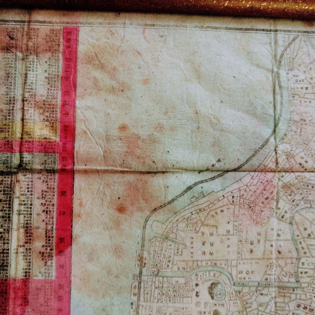 □明治21年明開東京区分御絵図 アンティーク印刷物