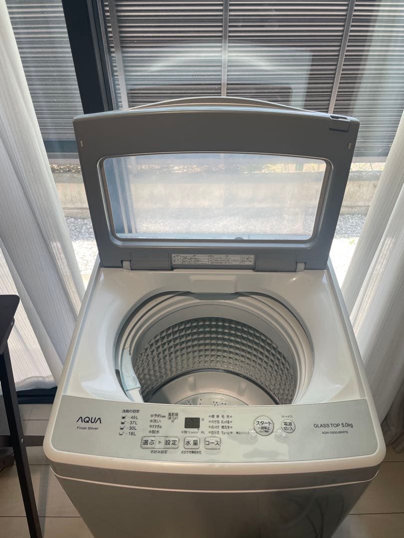 【美品・送料無料】AQUA 洗濯機AQW-GS50JBK 5.0kg 2021